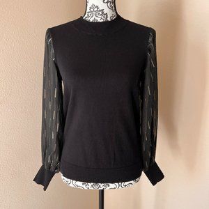 Sweater w Chiffon Sleeves - Black Gold